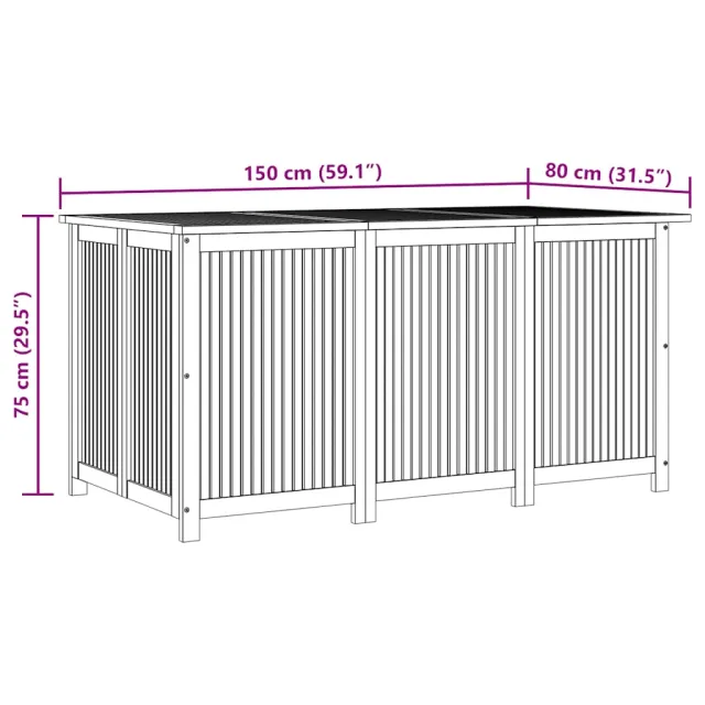 Boîte de rangement de jardin 150x80x75 cm bois massif d'acacia