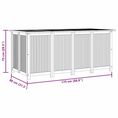 Boîte de rangement de jardin 175x80x75 cm bois massif d'acacia