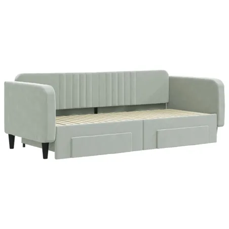 Lit de jour avec gigogne et tiroirs sans matelas 90x200 cm