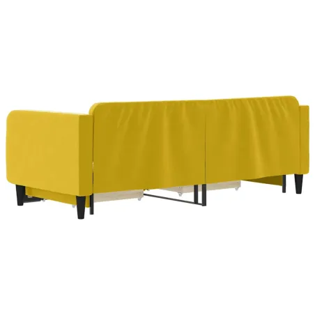 Lit de jour avec gigogne et tiroirs jaune 90x200 cm velours