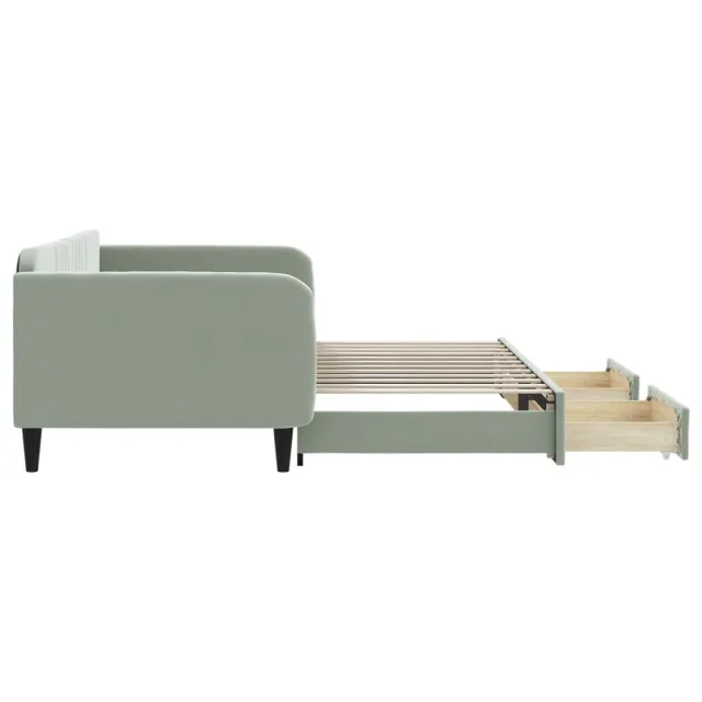 Lit de jour avec gigogne et tiroirs sans matelas 100x200 cm