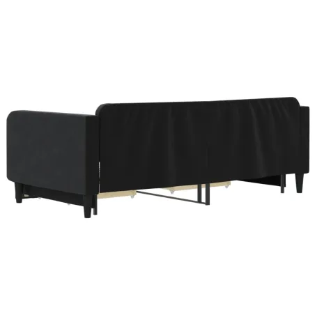 Lit de jour avec gigogne et tiroirs sans matelas noir 100x200cm