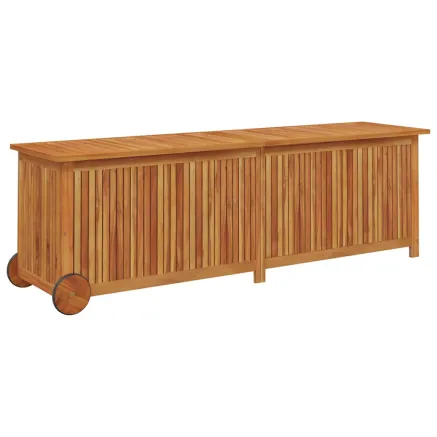 Boîte de rangement de jardin avec roues 150x50x58cm bois acacia 2