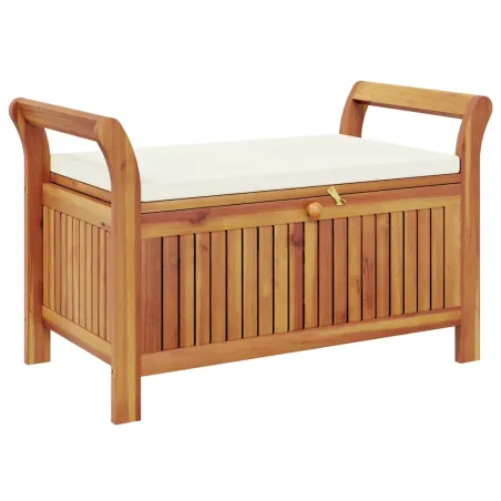 Banc de rangement de jardin avec coussin 91 cm Bois d'acacia