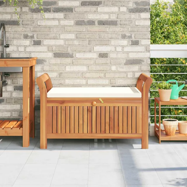 Banc de rangement de jardin avec coussin 91 cm Bois d'acacia