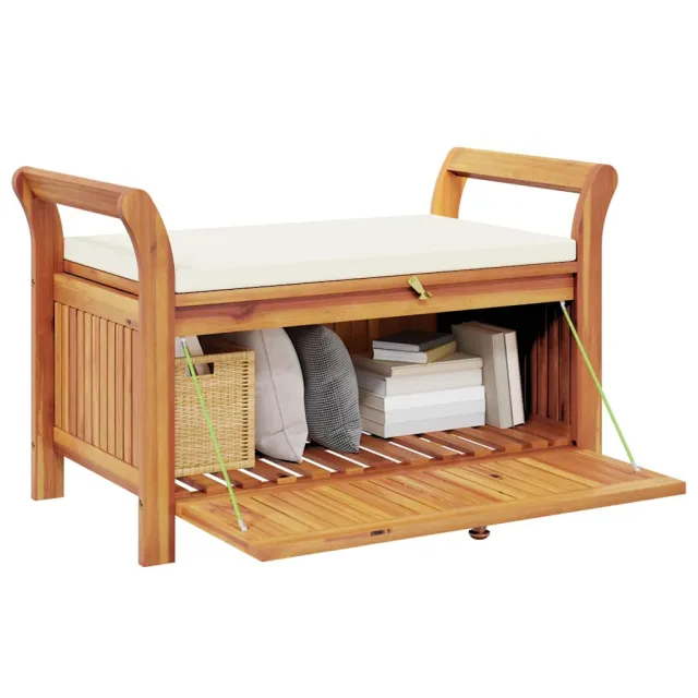 Banc de rangement de jardin avec coussin 91 cm Bois d'acacia