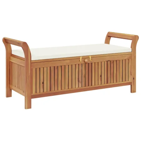 Banc de rangement de jardin avec coussin 126 cm Bois d'acacia