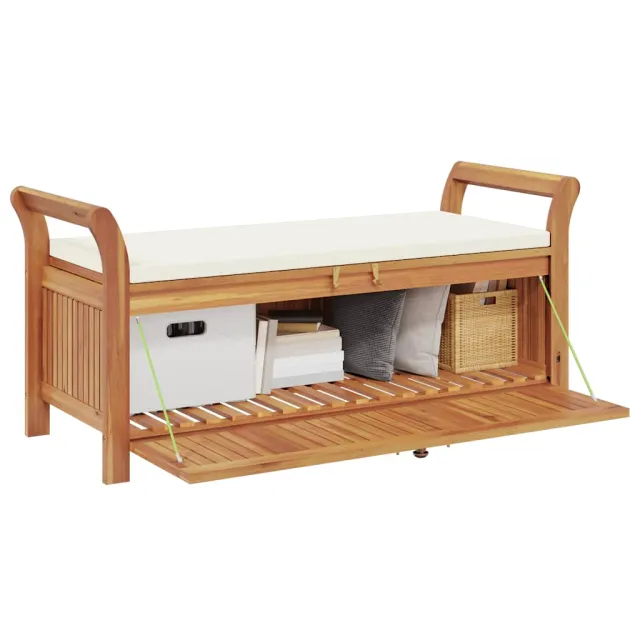 Banc de rangement de jardin avec coussin 126 cm Bois d'acacia