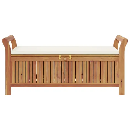 Banc de rangement de jardin avec coussin 126 cm Bois d'acacia