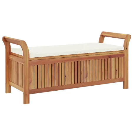 Banc de rangement de jardin avec coussin 126 cm Bois d'acacia