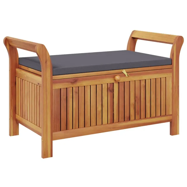 Banc de rangement de jardin avec coussin 91 cm Bois d'acacia