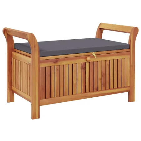 Banc de rangement de jardin avec coussin 91 cm Bois d'acacia
