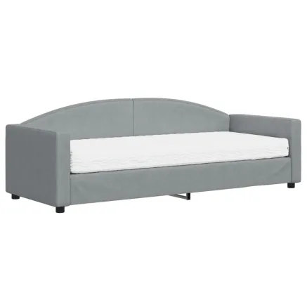 Lit de jour avec matelas gris clair 80x200 cm tissu 2
