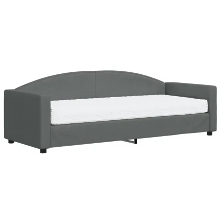 Lit de jour avec matelas gris foncé 80x200 cm tissu 2