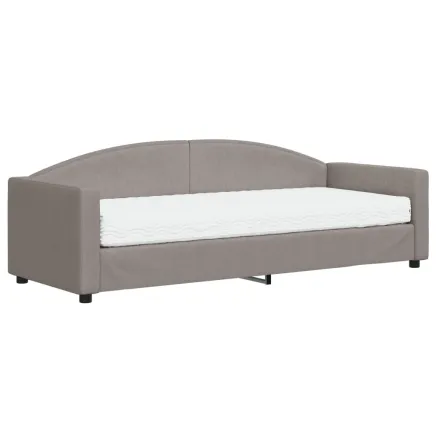 Lit de jour avec matelas taupe 80x200 cm tissu 2