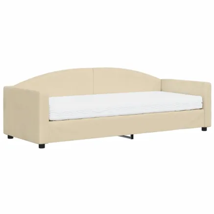 Lit de jour avec matelas crème 80x200 cm tissu 2