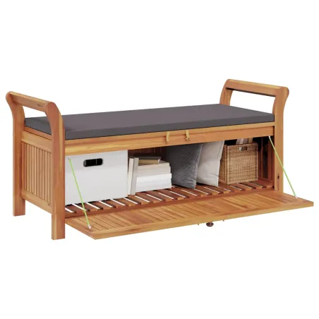 Banc de rangement de jardin avec coussin 126 cm Bois d'acacia