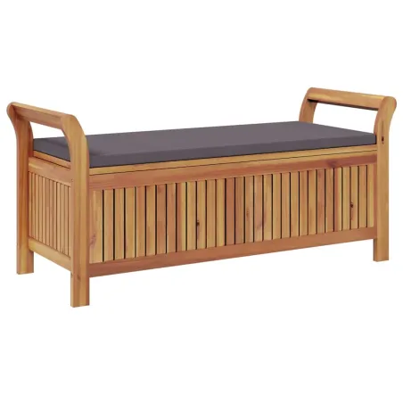 Banc de rangement de jardin avec coussin 126 cm Bois d'acacia