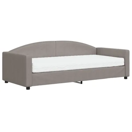 Lit de jour avec matelas taupe 90x200 cm tissu 2