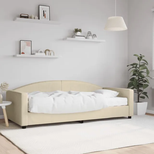 Lit de jour avec matelas crème 90x200 cm tissu