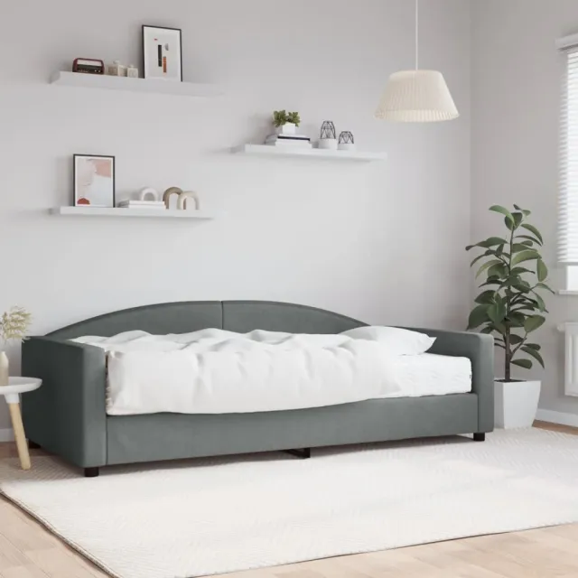 Lit de jour avec matelas gris foncé 100x200 cm tissu