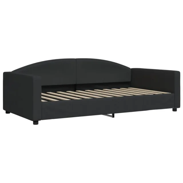 Lit de jour avec matelas noir 100x200 cm tissu