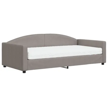 Lit de jour avec matelas taupe 100x200 cm tissu 2