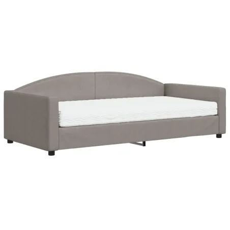 Lit de jour avec matelas taupe 100x200 cm tissu