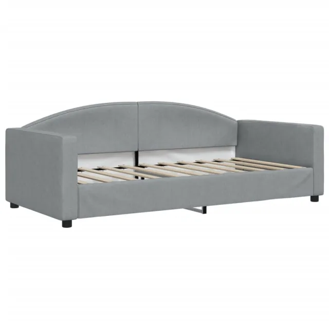 Lit de jour avec matelas gris clair 90x190 cm tissu