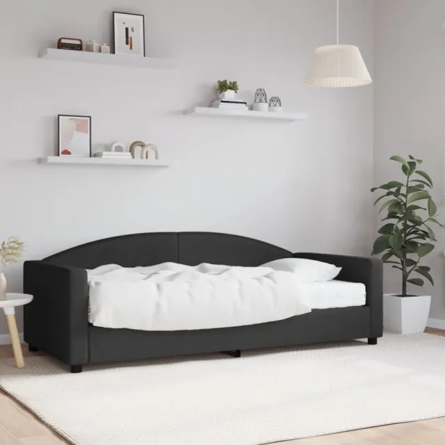 Lit de jour avec matelas noir 90x190 cm tissu