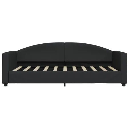 Lit de jour avec matelas noir 90x190 cm tissu