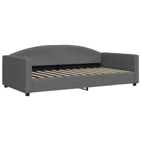 Lit de jour avec gigogne sans matelas gris foncé 100x200 cm