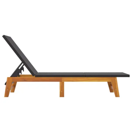Chaise longue avec table Résine tressée et bois massif d'acacia
