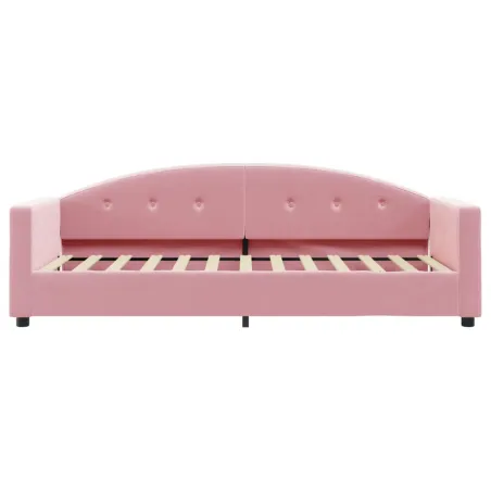 Lit de jour avec matelas rose 80x200 cm velours
