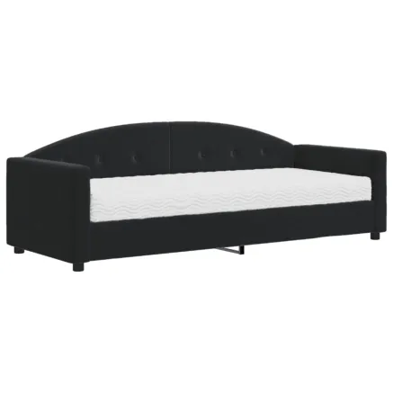 Lit de jour avec matelas noir 80x200 cm velours 2