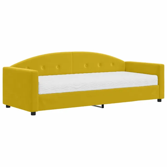 Lit de jour avec matelas jaune 80x200 cm velours