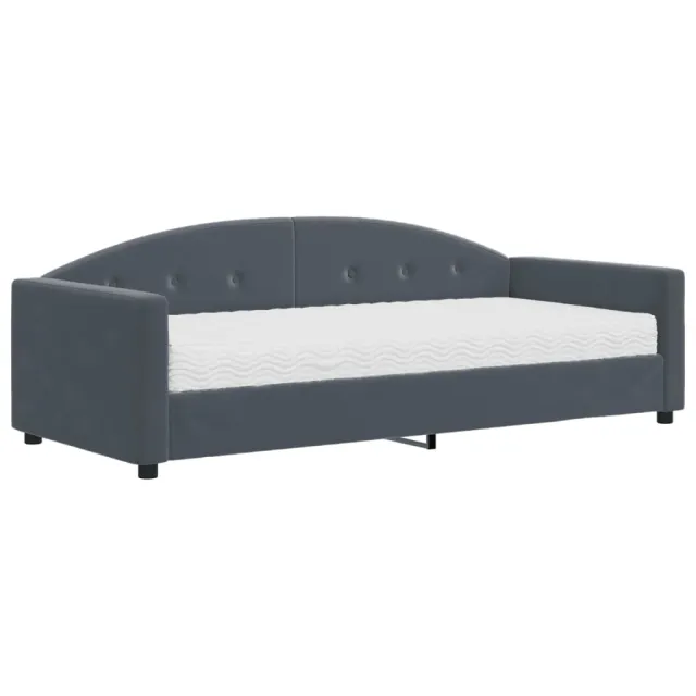 Lit de jour avec matelas gris foncé 90x200 cm velours