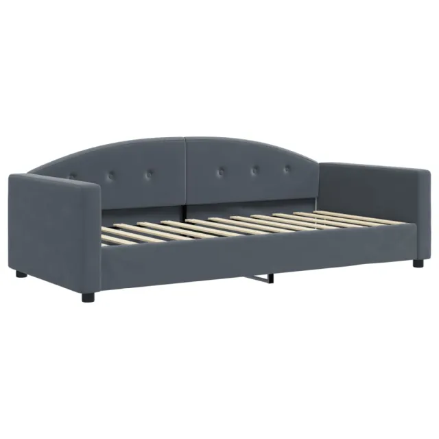 Lit de jour avec matelas gris foncé 90x200 cm velours