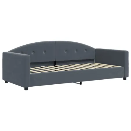 Lit de jour avec matelas gris foncé 90x200 cm velours