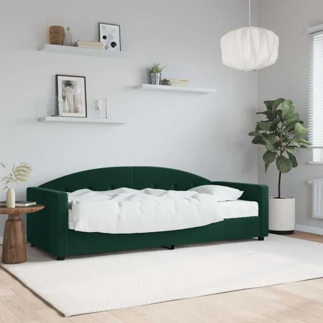 Lit de jour avec matelas vert foncé 90x200 cm velours
