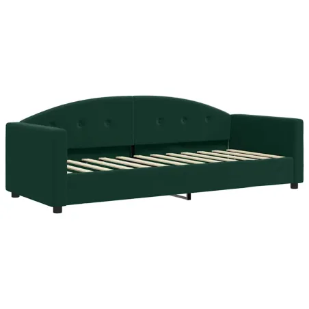 Lit de jour avec matelas vert foncé 90x200 cm velours