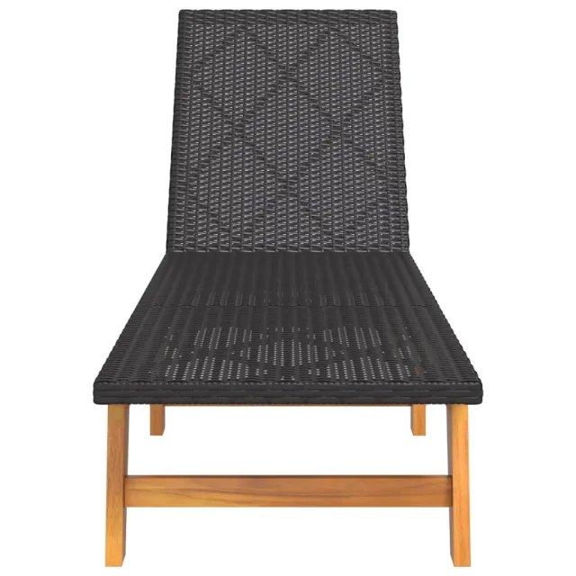 Chaises longues lot de 2 noir/marron résine tressée/bois acacia