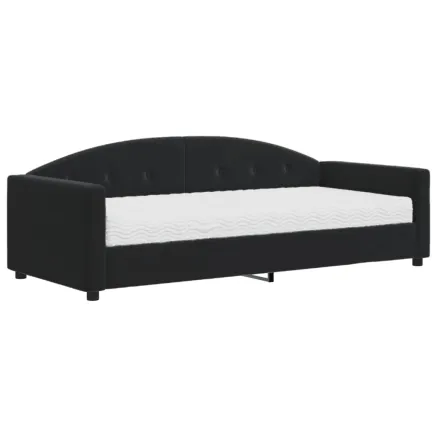 Lit de jour avec matelas noir 90x200 cm velours 2