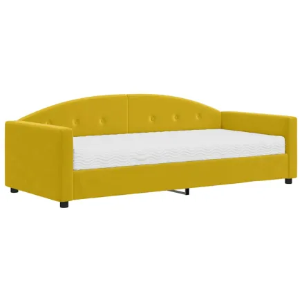 Lit de jour avec matelas jaune 90x200 cm velours 2