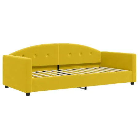 Lit de jour avec matelas jaune 90x200 cm velours