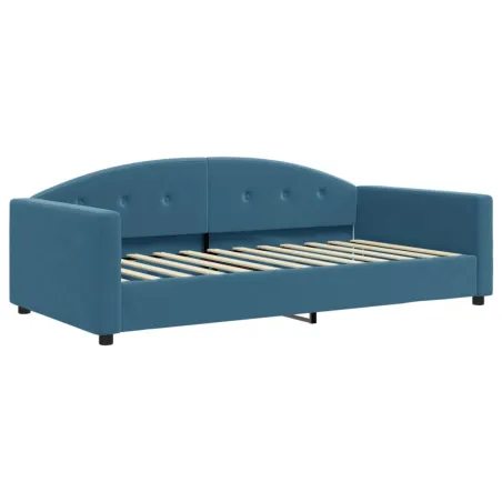 Lit de jour avec matelas bleu 100x200 cm velours