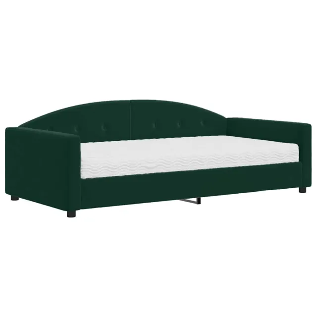 Lit de jour avec matelas vert foncé 100x200 cm velours