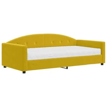 Lit de jour avec matelas jaune 100x200 cm velours 2