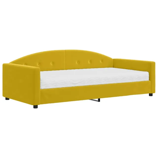 Lit de jour avec matelas jaune 100x200 cm velours