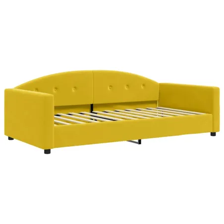 Lit de jour avec matelas jaune 100x200 cm velours